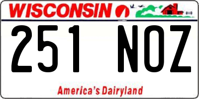 WI license plate 251NOZ