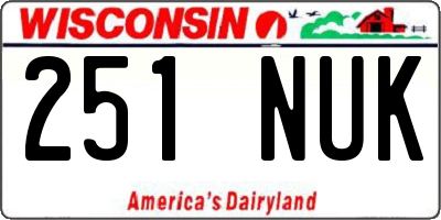 WI license plate 251NUK