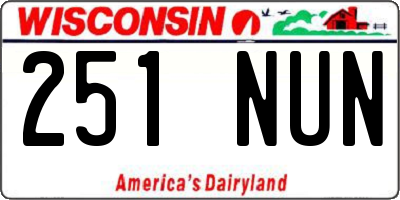 WI license plate 251NUN