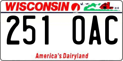 WI license plate 251OAC
