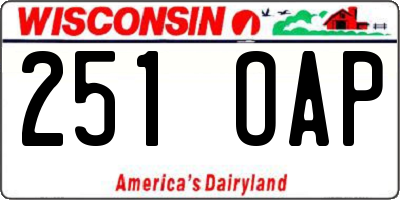 WI license plate 251OAP
