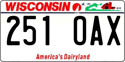 WI license plate 251OAX