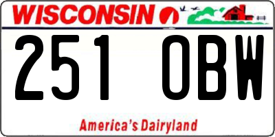 WI license plate 251OBW