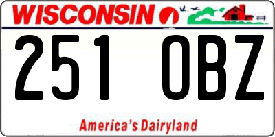WI license plate 251OBZ