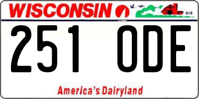 WI license plate 251ODE
