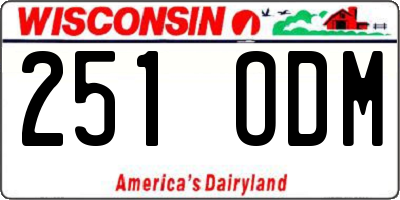 WI license plate 251ODM