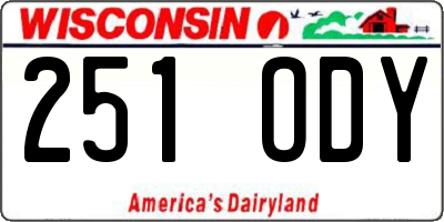 WI license plate 251ODY