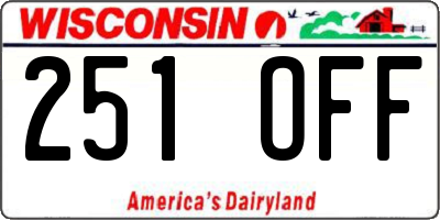 WI license plate 251OFF