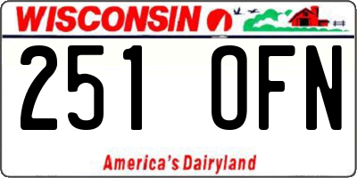 WI license plate 251OFN