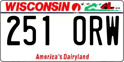 WI license plate 251ORW