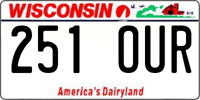 WI license plate 251OUR