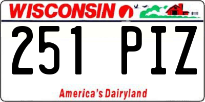 WI license plate 251PIZ
