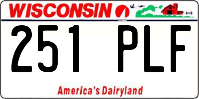 WI license plate 251PLF
