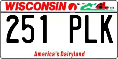 WI license plate 251PLK