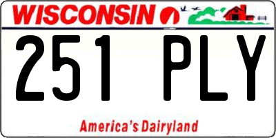WI license plate 251PLY