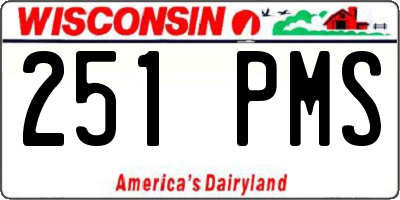 WI license plate 251PMS