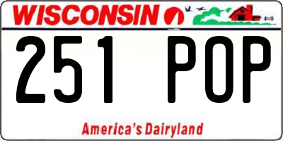 WI license plate 251POP