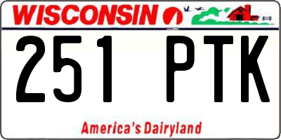 WI license plate 251PTK