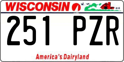 WI license plate 251PZR