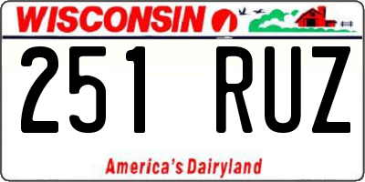 WI license plate 251RUZ