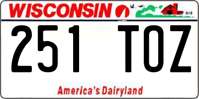 WI license plate 251TOZ