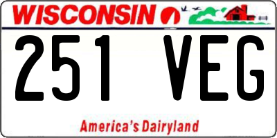 WI license plate 251VEG