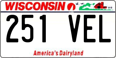 WI license plate 251VEL