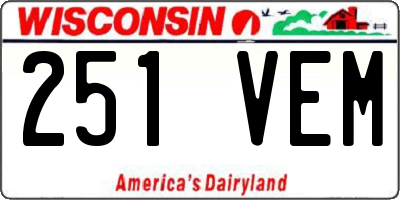 WI license plate 251VEM