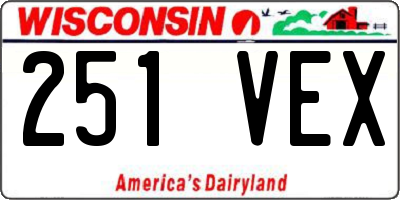 WI license plate 251VEX