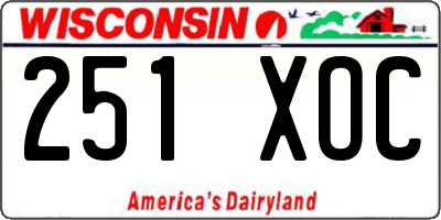 WI license plate 251XOC