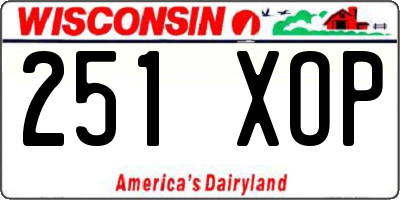 WI license plate 251XOP