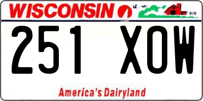 WI license plate 251XOW