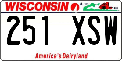 WI license plate 251XSW