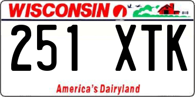 WI license plate 251XTK
