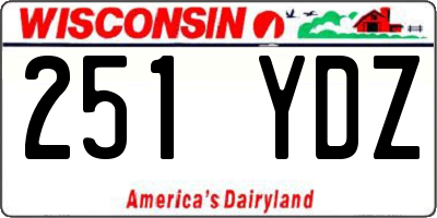 WI license plate 251YDZ