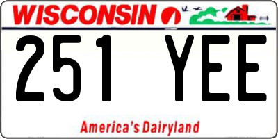 WI license plate 251YEE