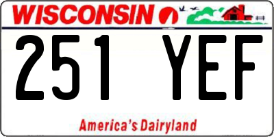 WI license plate 251YEF