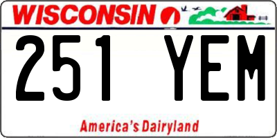 WI license plate 251YEM