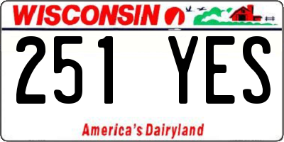 WI license plate 251YES