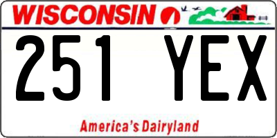 WI license plate 251YEX