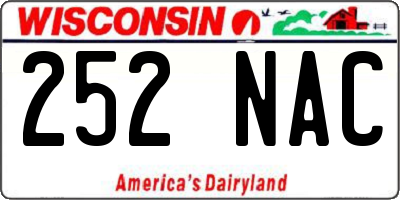 WI license plate 252NAC