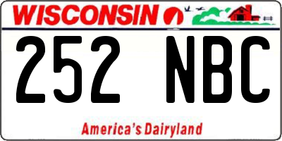 WI license plate 252NBC