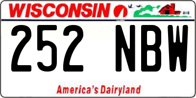 WI license plate 252NBW