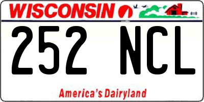 WI license plate 252NCL