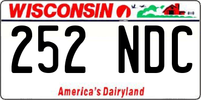 WI license plate 252NDC