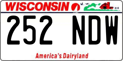 WI license plate 252NDW