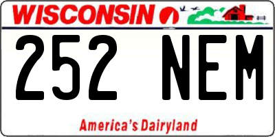 WI license plate 252NEM
