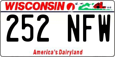 WI license plate 252NFW