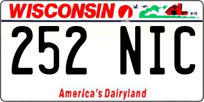 WI license plate 252NIC