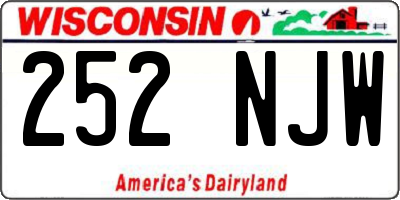 WI license plate 252NJW